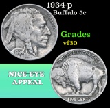 1934-p . . Buffalo Nickel 5c Grades vf++
