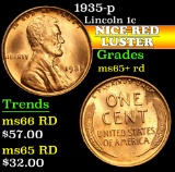 1935-p . . Lincoln Cent 1c Grades Gem+ Unc RD