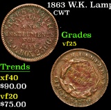 1863 W.K. Lamphear . . Civil War Token 1c Grades vf+