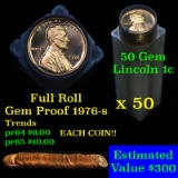 Proof 1976-s Lincoln cent 1c roll, 50 pieces