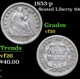 1853-p . . Seated Liberty Dime 10c Grades vf, very fine