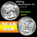 1953-p From Mint Set  . Washington Quarter 25c Grades Choice Unc