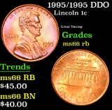 1995/1995 DDO . Great Toning Lincoln Cent 1c Grades GEM+ Unc RB