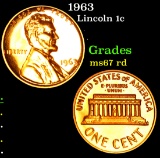 1963 . . Lincoln Cent 1c Grades GEM++ Unc RD