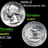 1958-d . . Washington Quarter 25c Grades Choice+ Unc