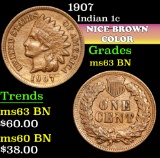 1907 . . Indian Cent 1c Grades Select Unc BN