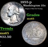 1955-p Original Mint Set Toning . Washington Quarter 25c Grades GEM Unc