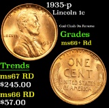 1935-p . Cool Clash On Reverse Lincoln Cent 1c Grades GEM++ RD