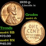 1920-p . . Lincoln Cent 1c Grades Choice Unc RB