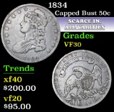 1834 . . Capped Bust Half Dollar 50c Grades vf++