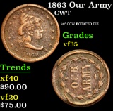 1863 Our Army . 90¡ CCW Rotaed Die Civil War Token 1c Grades vf++