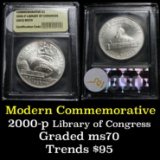 2000-p Library of Congress Unc Modern Commem Dollar $1 Graded ms70, Perfection by USCG