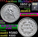 ***Auction Highlight*** 1857-p . . Seated Liberty Dime 10c Graded Select Unc By USCG (fc)