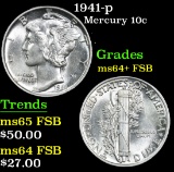 1941-p . . Mercury Dime 10c Grades Choice Unc+ FSB