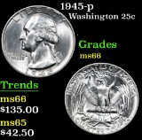 1945-p . . Washington Quarter 25c Grades GEM+ Unc