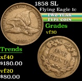 1858 SL . . Flying Eagle Cent 1c Grades vf++