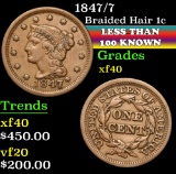 1847/7 . . Braided Hair Large Cent 1c Grades xf
