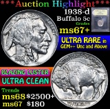 1938-d . . Buffalo Nickel 5c Grades Gem++