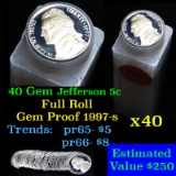 Proof 1997-s Jefferson nickel 5c roll, 40 pieces