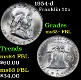 1954-d . . Franklin Half Dollar 50c Grades Select Unc+ FBL