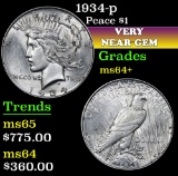 1934-p . . Peace Dollar $1 Grades Choice+ Unc