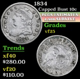 1834 . . Capped Bust Dime 10c Grades vf+