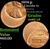1974-p Mint Error Sturck 50% off Center Lincoln Cent 1c Grades Select Unc RD