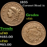 1835 . . Coronet Head Large Cent 1c Grades vf+
