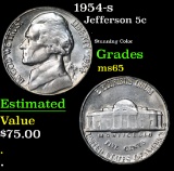 1954-s . Stunning Color Jefferson Nickel 5c Grades GEM Unc