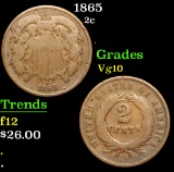 1865 . . Two Cent Piece 2c Grades vg+