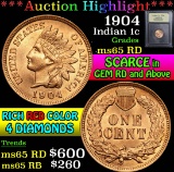 ***Auction Highlight*** 1904 . . Indian Cent 1c Graded GEM Unc RD By USCG (fc)