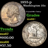 1955-p . Original Mint Toning Washington Quarter 25c Grades GEM++ Unc