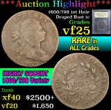 ***Auction Highlight*** 1800/798 1st Hair . . Draped Bust Large Cent 1c Graded vf+ By USCG (fc)