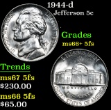 1944-d . . Jefferson Nickel 5c Grades GEM++ 5fs