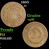 1865 . . Two Cent Piece 2c Grades vg+