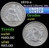 1876-s . . Seated Liberty Quarter 25c Grades AU, Almost Unc