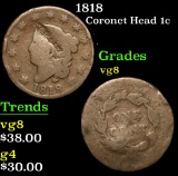 1818 . . Coronet Head Large Cent 1c Grades vg, very good