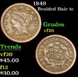 1849 . . Braided Hair Large Cent 1c Grades vf, very fine