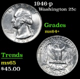1946-p . . Washington Quarter 25c Grades Choice+ Unc
