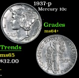 1937-p . . Mercury Dime 10c Grades Choice+ Unc