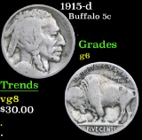 1915-d . . Buffalo Nickel 5c Grades g+