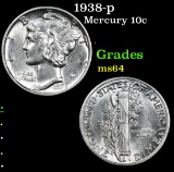 1938-p . . Mercury Dime 10c Grades Choice Unc