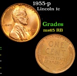 1955-p . . Lincoln Cent 1c Grades GEM Unc RB