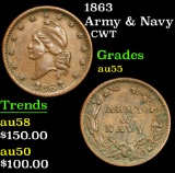 1863 Army & Navy . . Civil War Token 1c Grades Choice AU