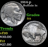 1914-p . . Buffalo Nickel 5c Grades f+