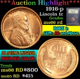 ***Auction Highlight*** 1916-p . . Lincoln Cent 1c Graded GEM+ Unc RD By USCG (fc)