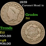 1829 . . Coronet Head Large Cent 1c Grades f, fine