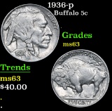 1936-p . . Buffalo Nickel 5c Grades Select Unc