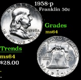 1958-p . . Franklin Half Dollar 50c Grades Choice Unc