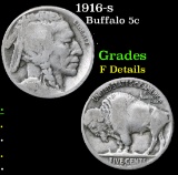 1916-s . . Buffalo Nickel 5c Grades f details